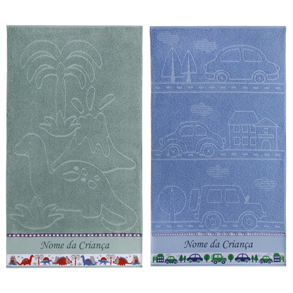 Kit 2 Toalhas Banho Infantil Criança Algodão Menino Menina Com Nome Bordado