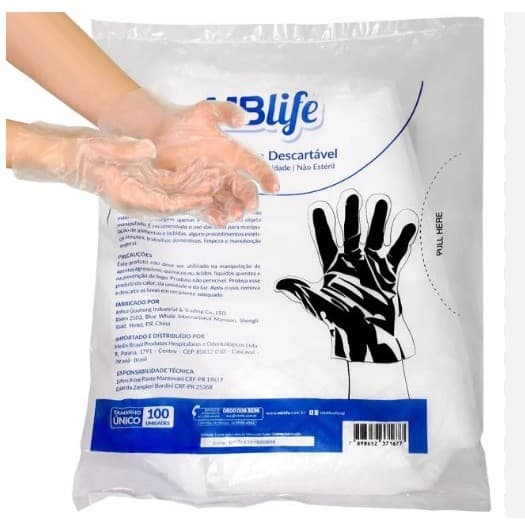 Luva Descartável  Plástica Não Estéril Kit 1000 Tam. Unico
