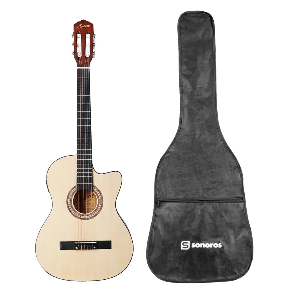 Violão Eletroacústico Natural 6 Cordas Nylon Com Equalizador Passivo 2 Bandas E Capa Bag Sonoros