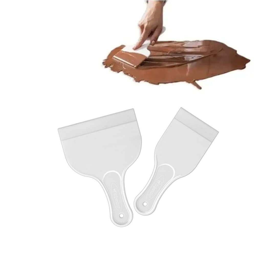 Kit 2 Espátulas De Confeiteiro Plástico Temperar Chocolate Confeitaria
