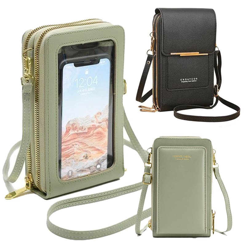 Multiuso Bolsa Para Celular Feminina Bolsa De Couro Ombro Feminina Alça De Ombro Ajustável e Removível