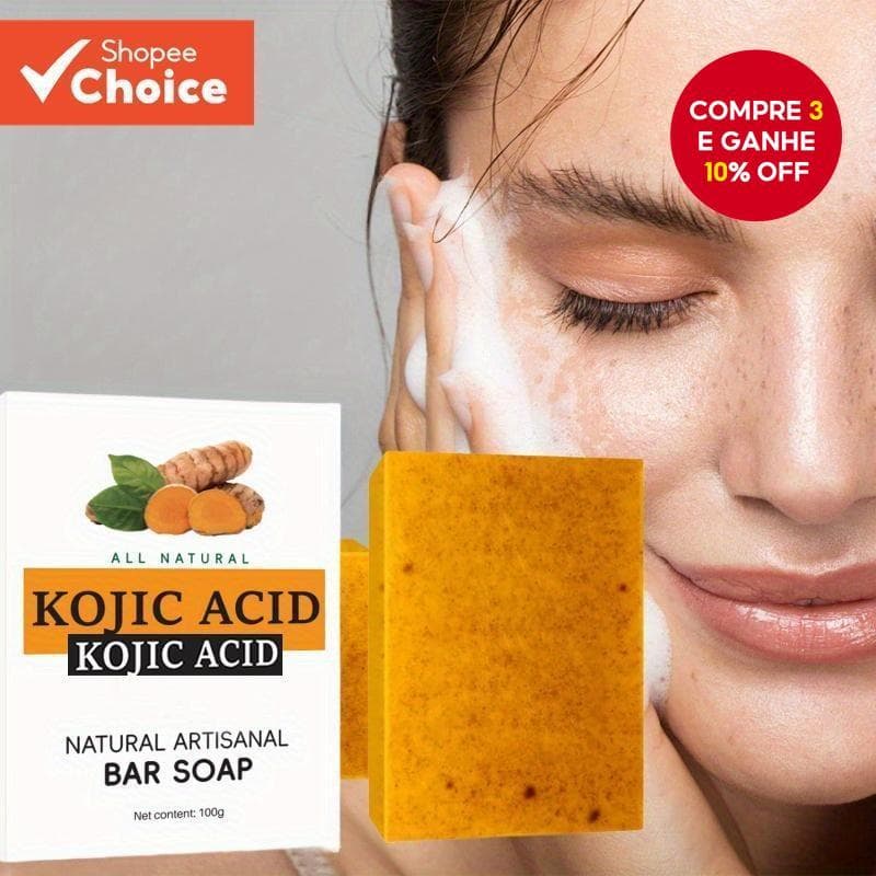 Sabonete de banho artesanal processado a frio com ácido hialurônico, cúrcuma e limão