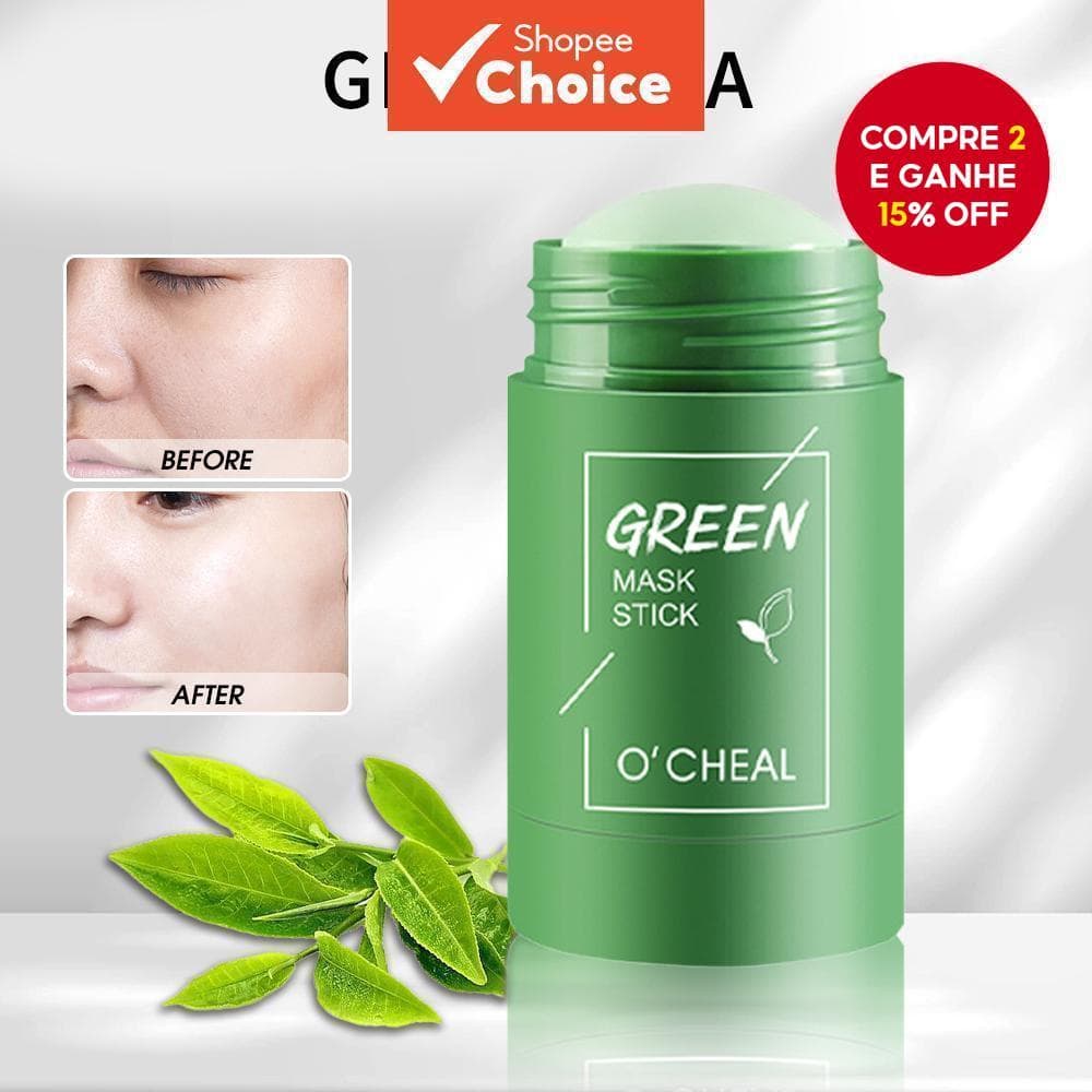 Máscara Sólida de Limpeza com Chá Verde: Máscara de Lama Suave para a Pele contra Cravos.
