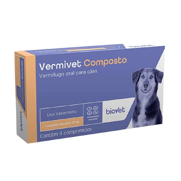 Vermivet Composto Cães e Gatos 600mg Biovet 4 Comprimidos - Biovet