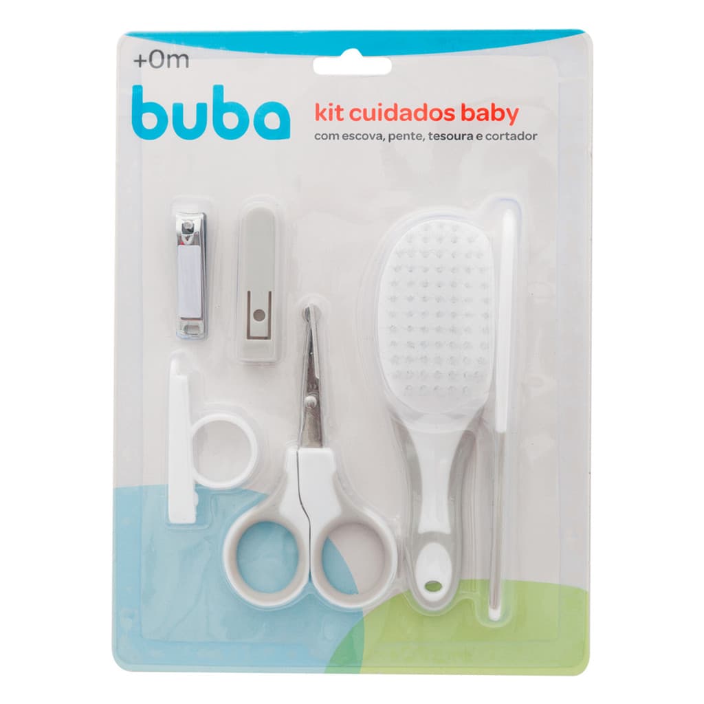 Kit de Higiene e Cuidados Para Bebê Buba Cinza