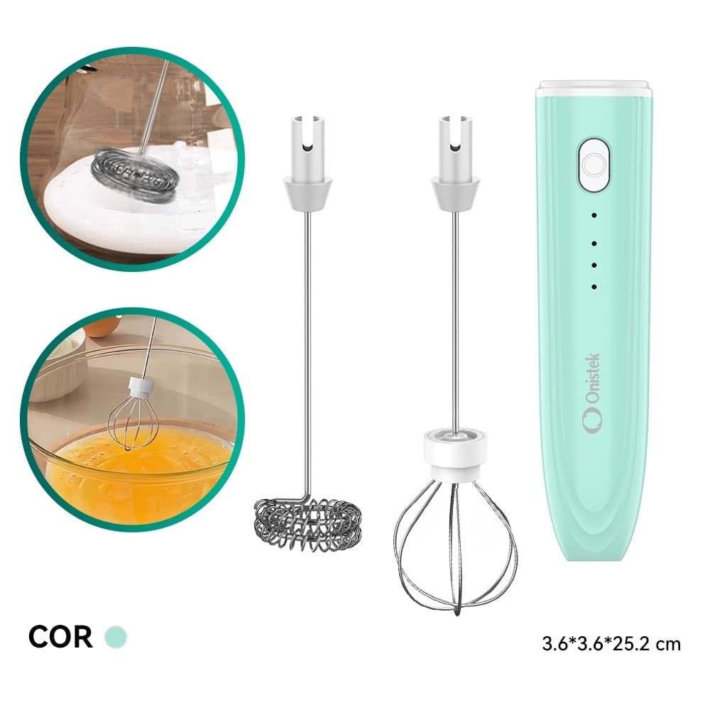 Espumador De Leite Elétrico Onistek On-ud133 Com 2 Cabeças Mixer Portátil 3 Velocidades Para Café