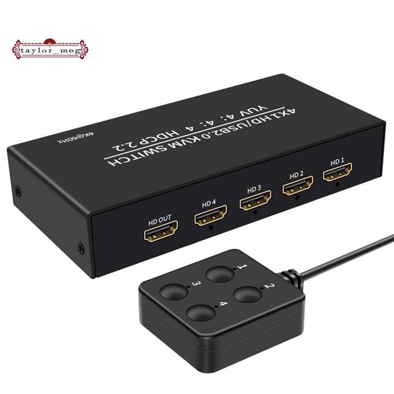 4K 60Hz-Comutador KVM USB Compatível 4 Em 1 Saída Para 4 PC Compartilhar Monitor Mouse Teclado 4 Portas HDCP2.2