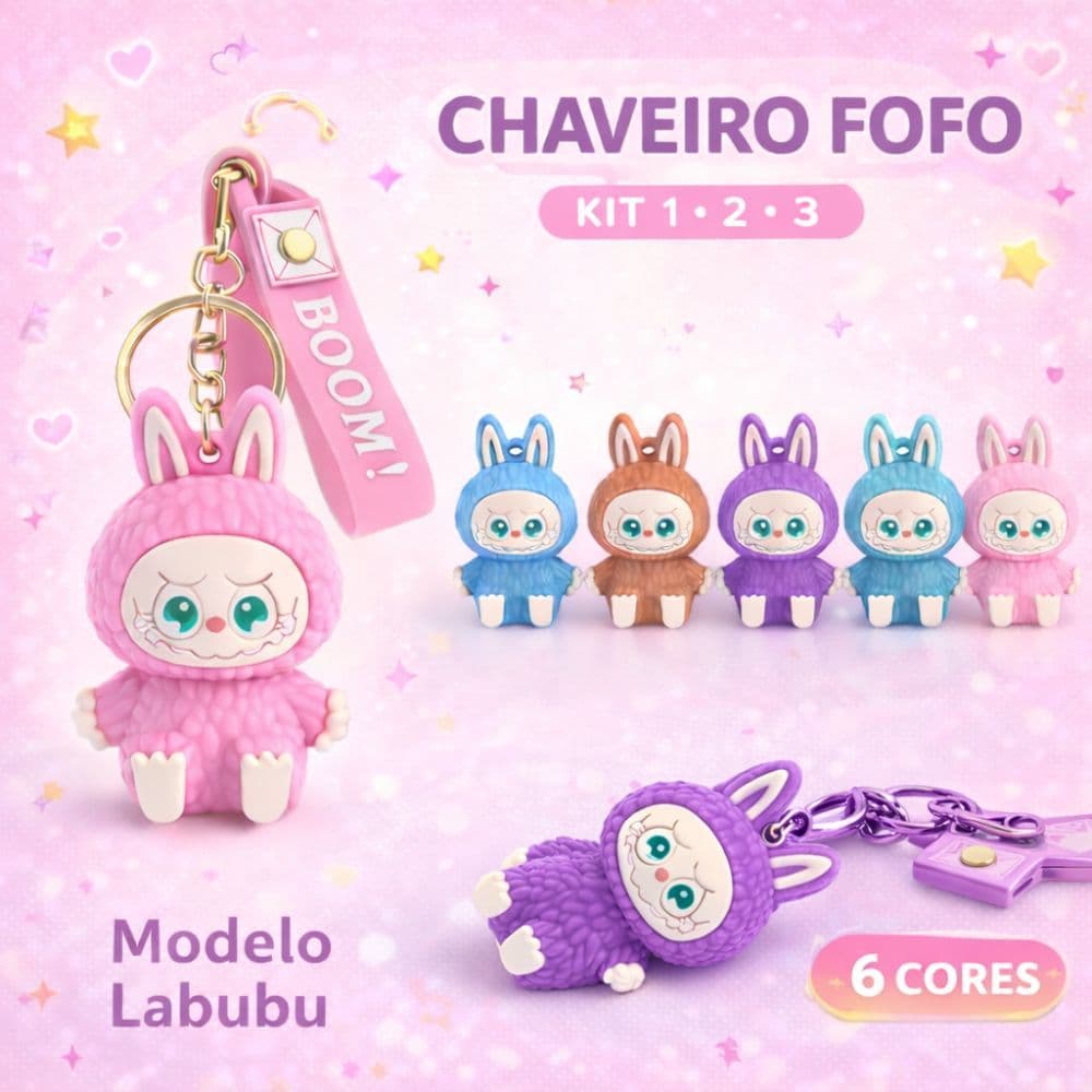 Chaveiro Fofo Labubu Kawaii Boneco Mochila Bolsa Chaves Presente Criativo Acessório Cute