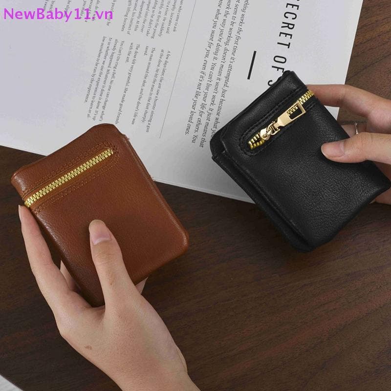 NewBaby Mini Bolsa Homens E Mulheres Couro PU Ultra-Fino Carteira De Macio Curto Zíper Moeda Poeta VN
