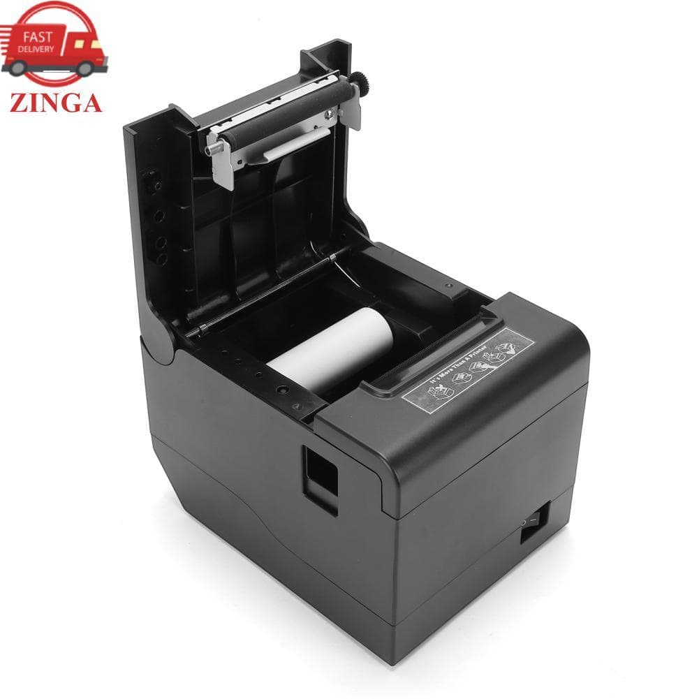 Zinga Impressora térmica de recibos de 80 mm Máquina de impressão de mesa com cortador automático Velocidade rápida 260