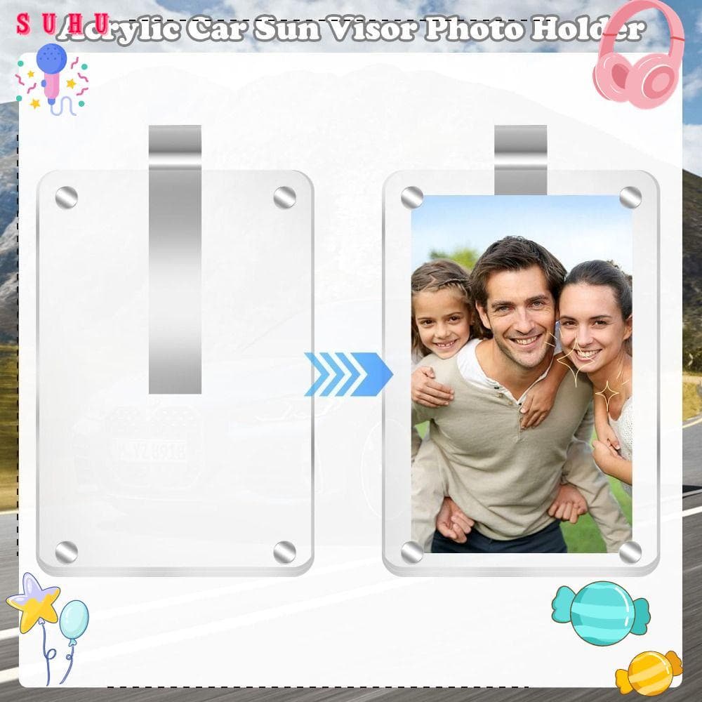 Suporte Para Foto De Viseira Solar De Carro SUHU , Clipe De Moldura Vertical Horizontal Acrílico
