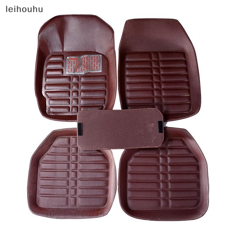 leiho 5 Pçs/set universal Cor Café Carro auto Tapetes Forro De Couro Tapete