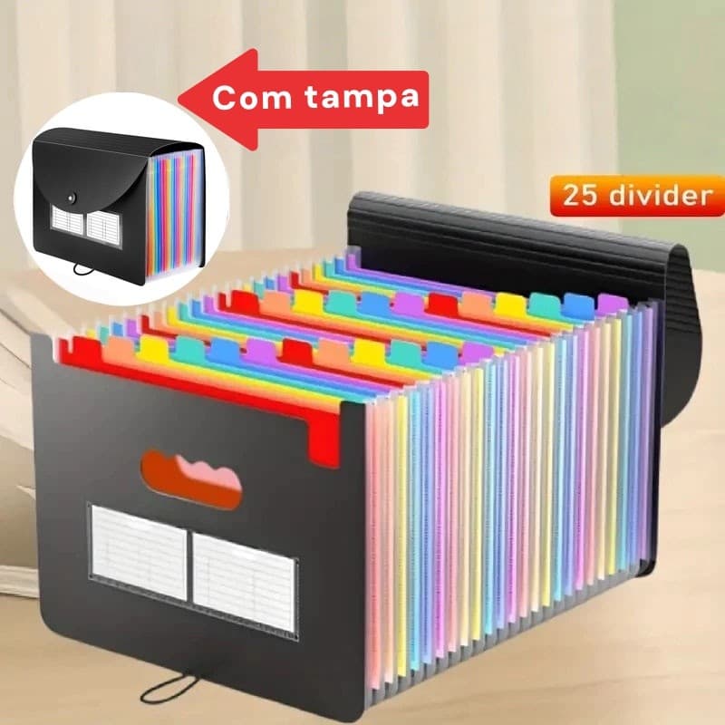 pasta Arquivo A4 organizadora expansível de documentos 25 divisória