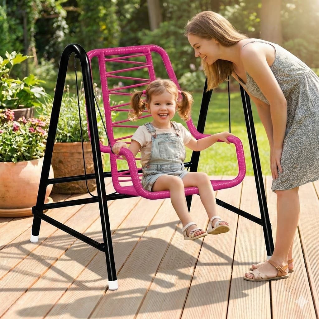 Balanço Cadeira Infantil Suspenso – Diversão para Crianças e Bebês – Estrutura Aço e Fio Confortável