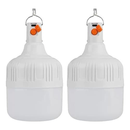 Kit 2 Lâmpada Led Bulbo 20w Camping Usb De Emergência Forte