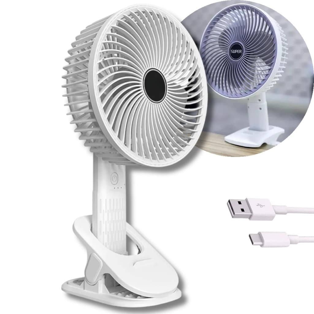 Mini Ventilador Recarregavel Portátil Com Suporte Clip Para Celular Suporte Em Qualqer Lugar