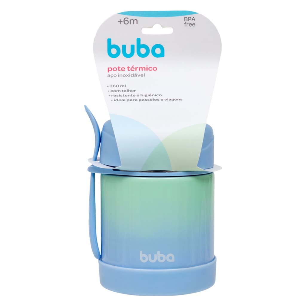 Pote Térmico Buba Inox com Talher Degradê Azul 320ml