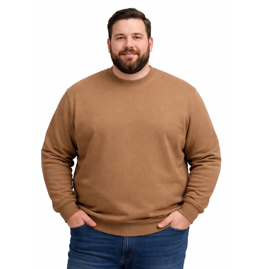 Suéter De Frio Masculino Tricot Liso Gola Redonda Plus Size Delkor