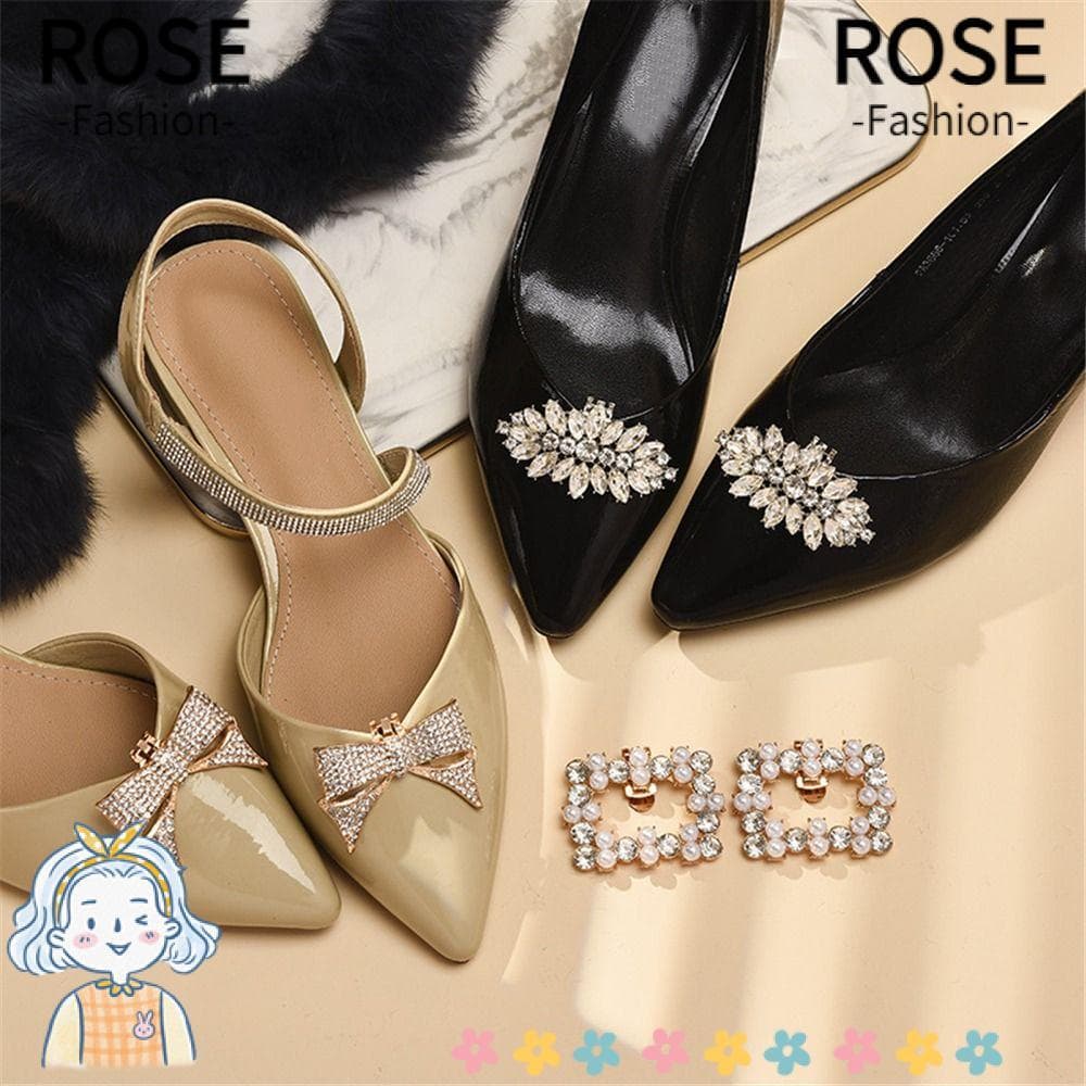 ROSEGOODS 2 Peças De Clipes Para Sapatos De Salto Alto Com Laço Noiva , Decorações