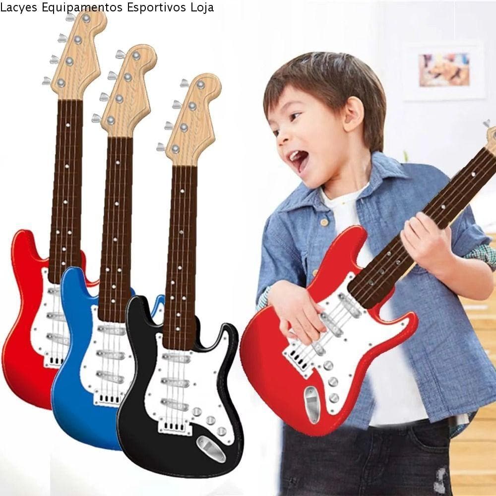 LACYES Guitarra Elétrica De 4 Cordas , Brinquedo De Instrumento Eletrônico Com Botão De Corda Ajustável Durável