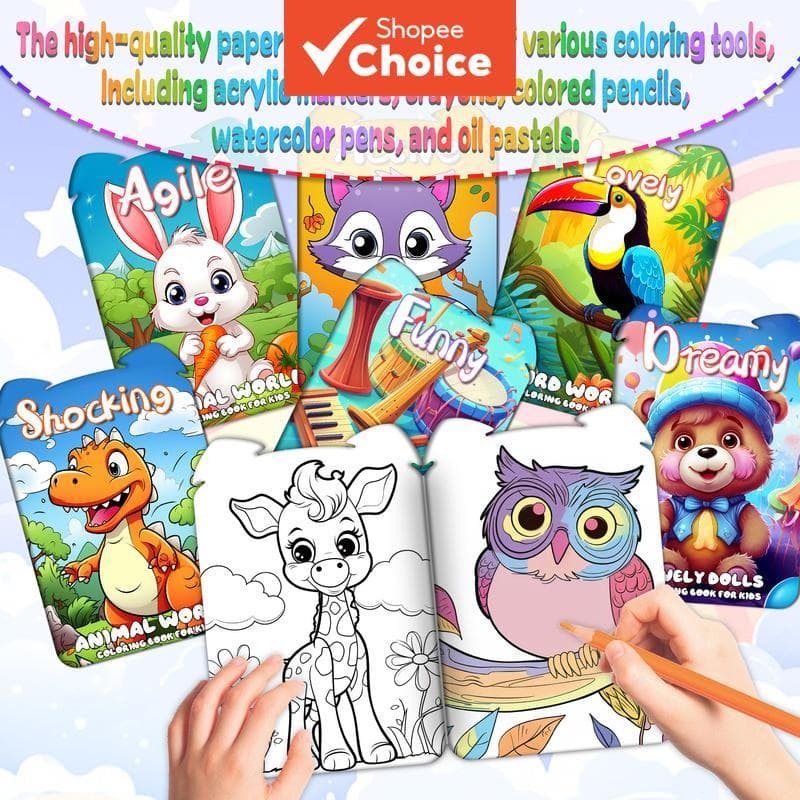  Livro de Colorir Bobbi Goods, Livro de Desenhos para Crianças, Educativo, Conjunto de Arte, Papel Premium A3 Espesso