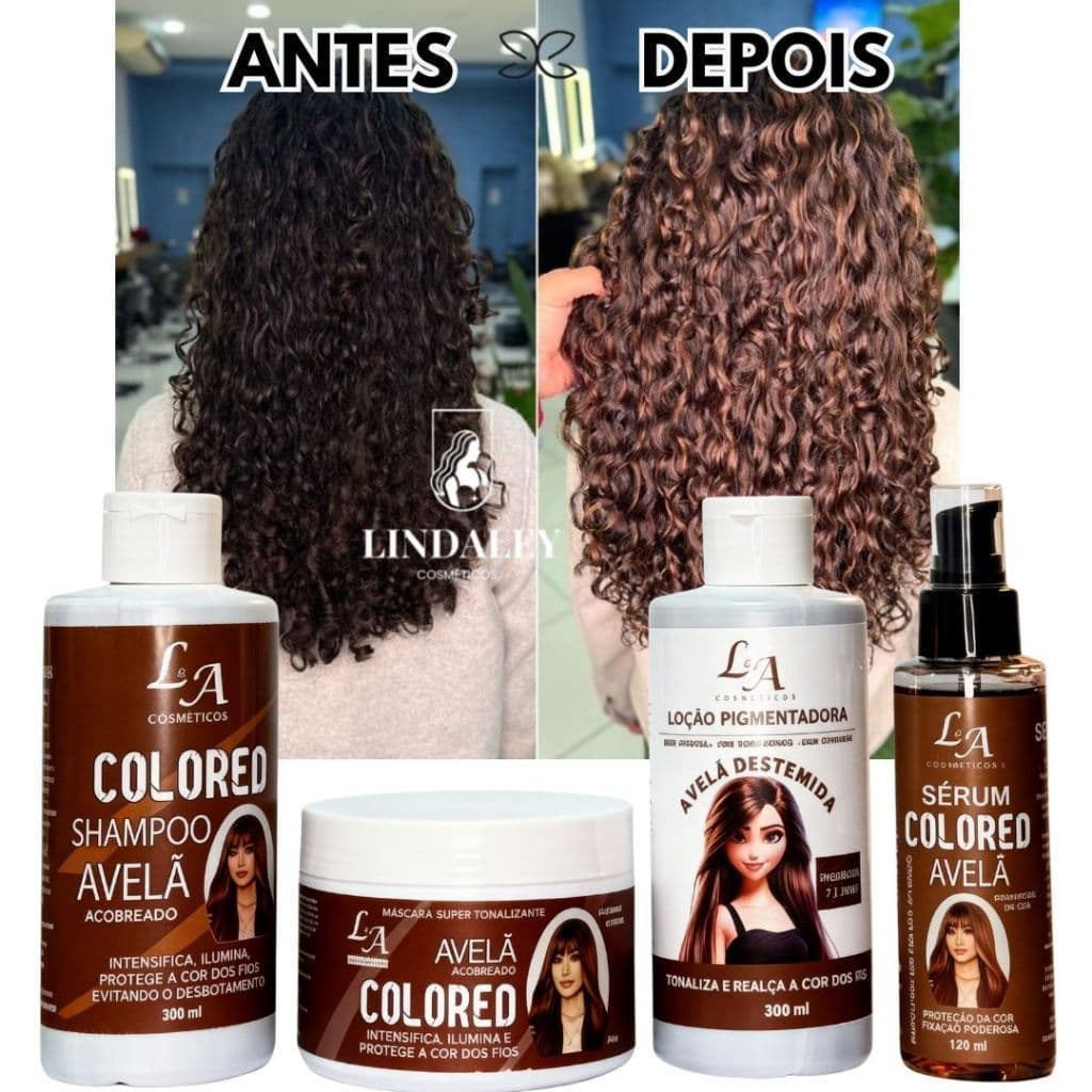 Kit Completo Tonalizante Marrom Intenso Avelã Original 4em1 - Shampoo Condicionador Máscara e Sérum