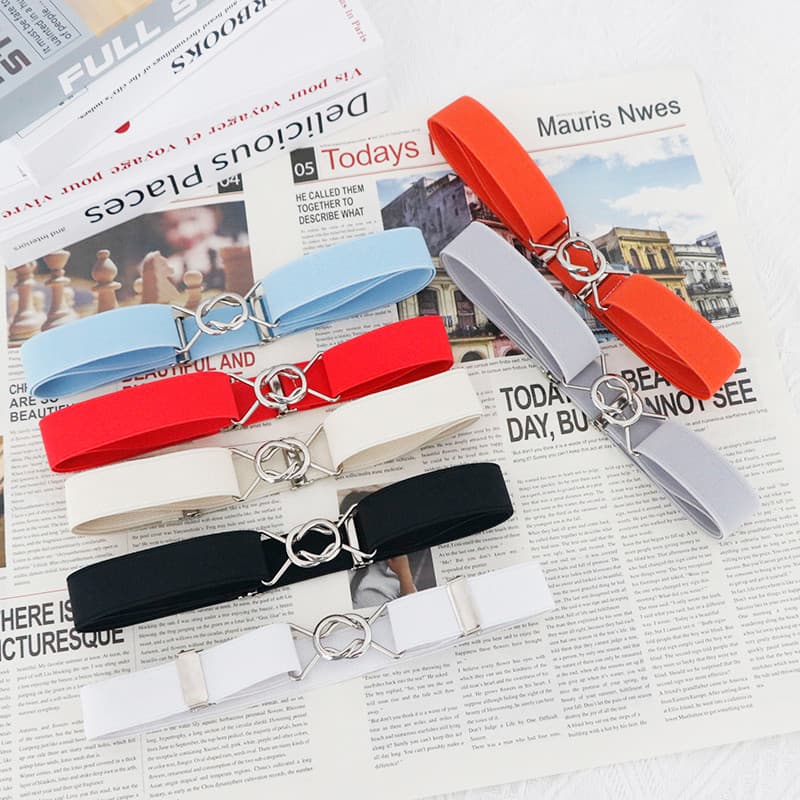 Cinto fino feminino elástico cintura selo 2.5CM estilo estreito crianças estudante uniforme escolar cinto saia jaqueta c