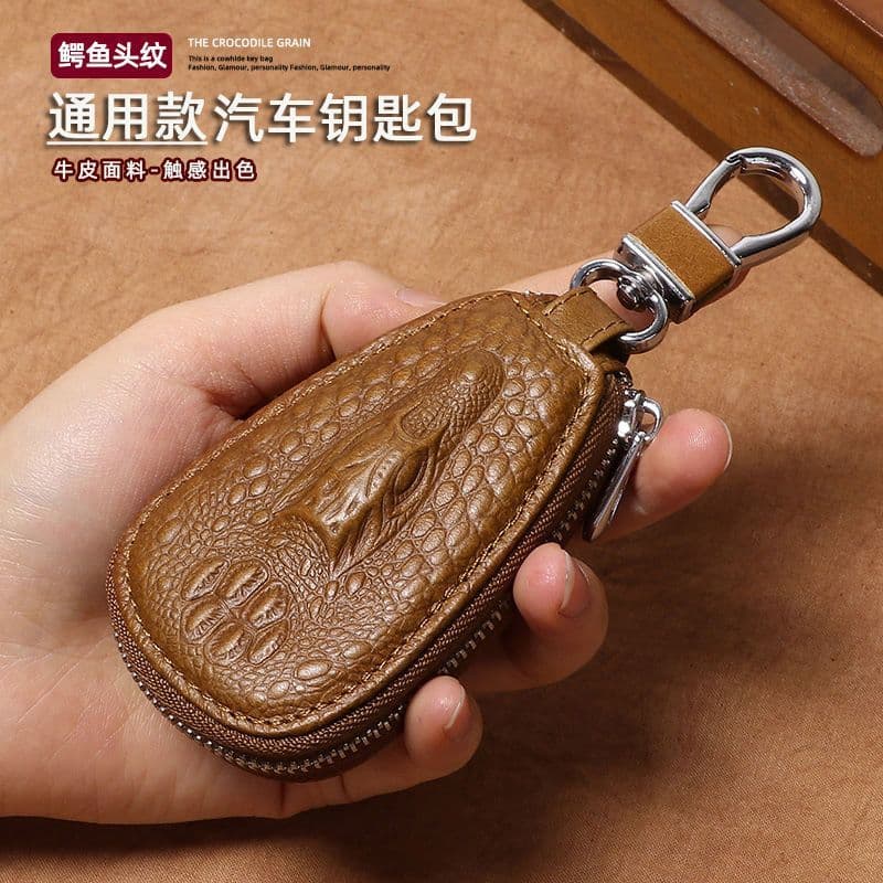 Nova moda Real crocodilo padrão caso chave masculino caso chave Universal couro genuíno chave do carro saco de controle 