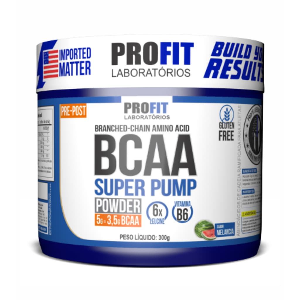 BCAA 6:1:1 Super Pump 300g Aminoácidos Essenciais Profit Sem Glúten