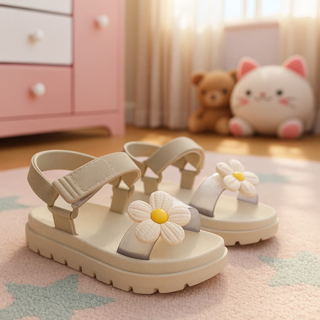 Sandália Papete Meninas Infantil Flores Borboletas Feminina Criança Lev Confortável Antiderrapante