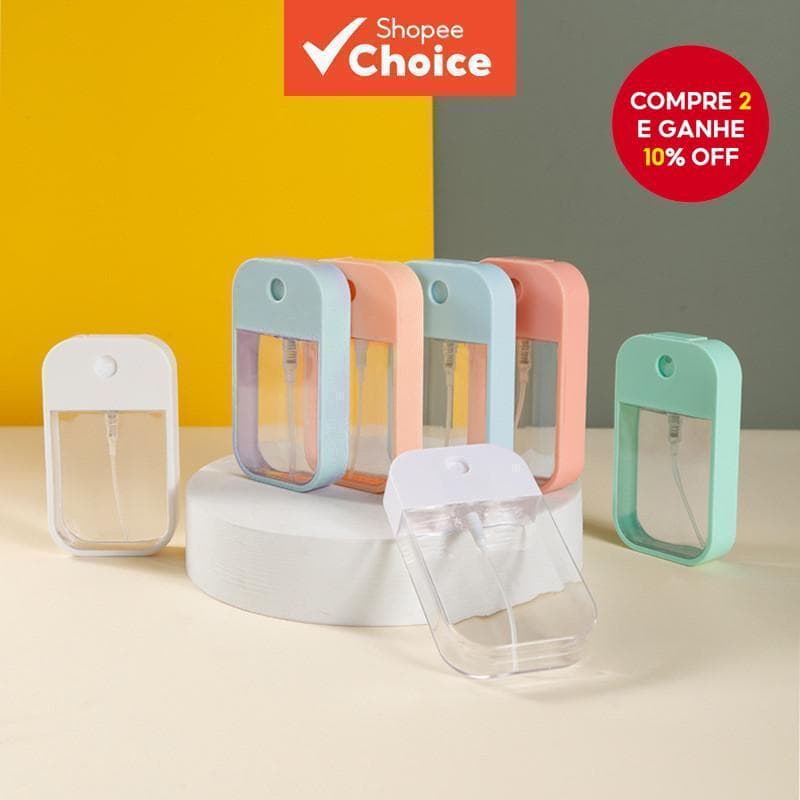 Frasco vazio de spray cosmético para álcool, 45ml, com bomba e recarga para desinfetante de mãos.