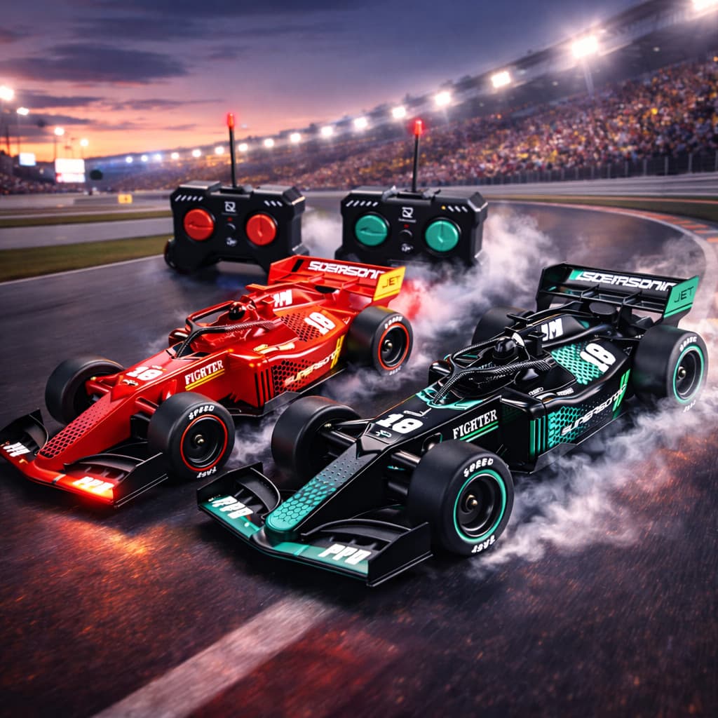 Carrinho Formula 1 Recarregável Que Solta Fumaça com LED Controle Remoto Alta Velocidade