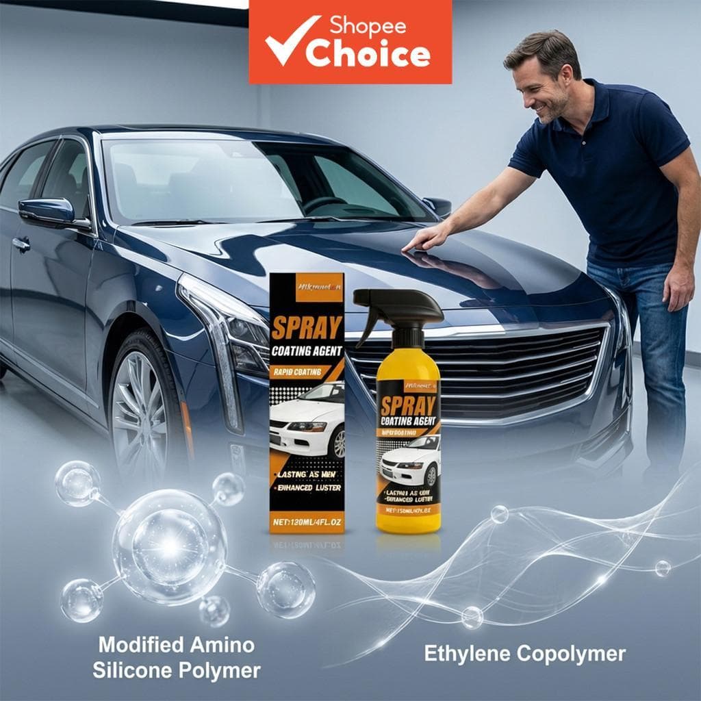  Spray de Revestimento para Carro 120ml | Adiciona Brilho e Camada Repelente à Água para Limpeza Fácil e Proteção