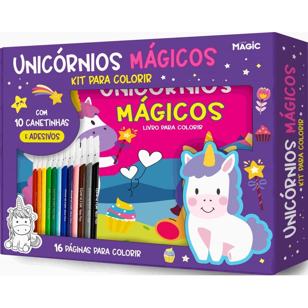 Livro Amigos Unicórnios - Kit para Colorir