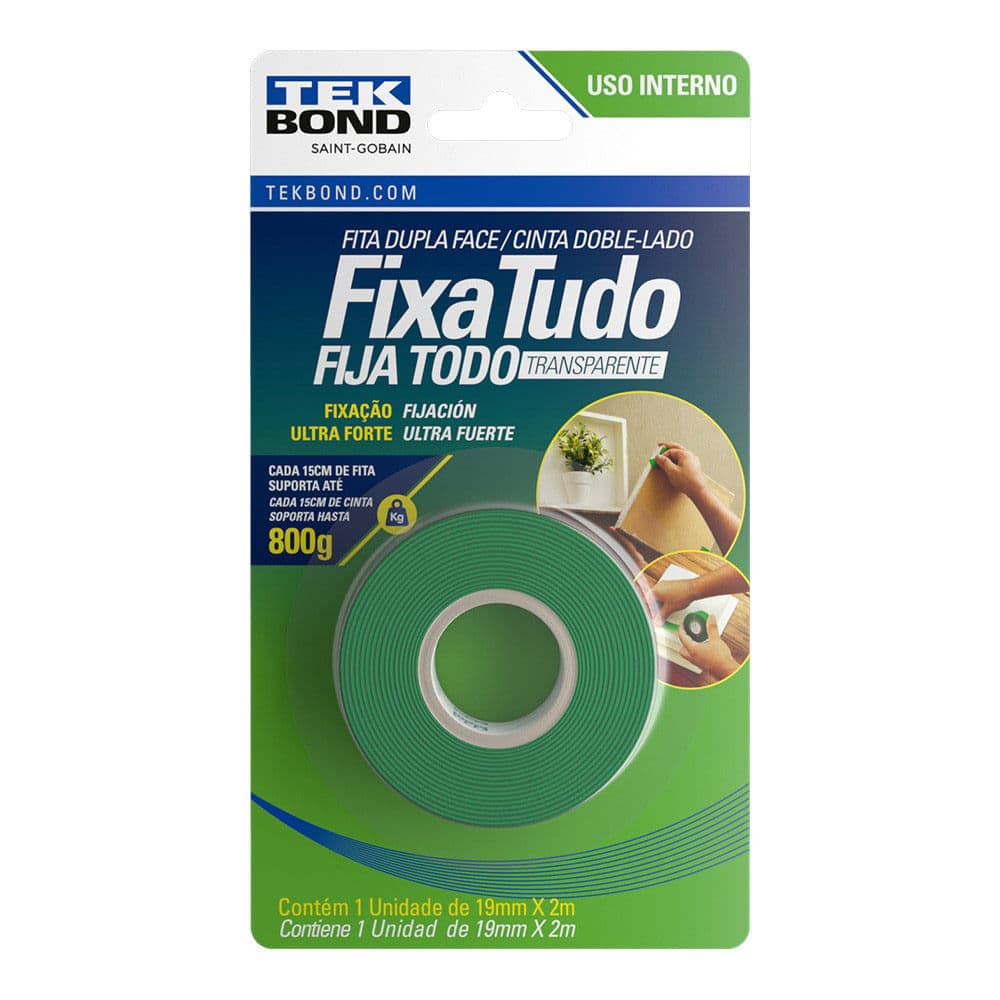 Fita Acrílica Dupla Face 19mmX2m Tekbond
