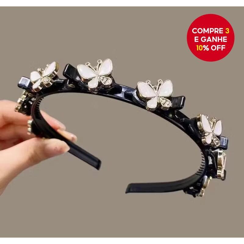  Nova Presilha de Cabelo Trança Faixa Tiara para Franja Modelagem Acessório de Cabelo Preguiçoso - Borboleta