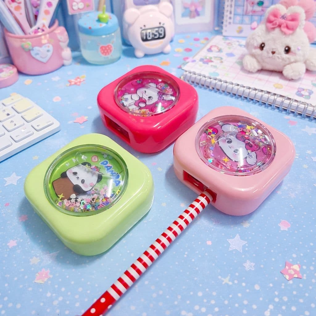 Apontador de Lápis Escolar com Glitter – Lápis fino e grosso Panda/Coelhinho Fofo