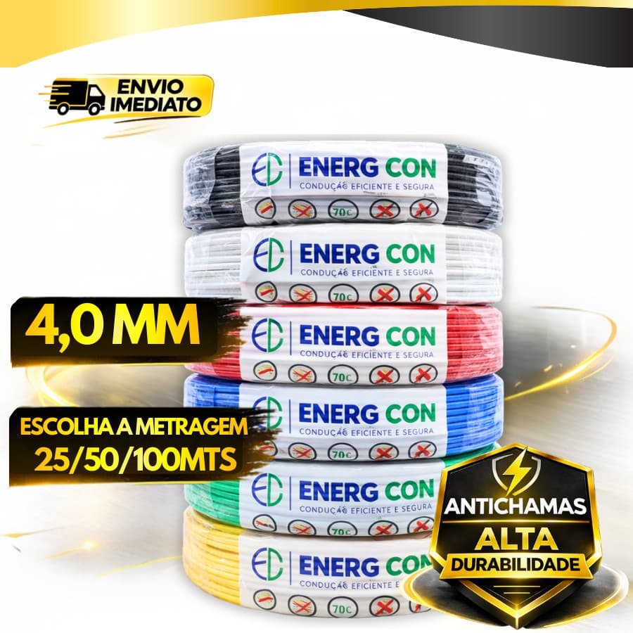 Fio Flexivel Cabo 4,0mm² - 25, 50, 100m