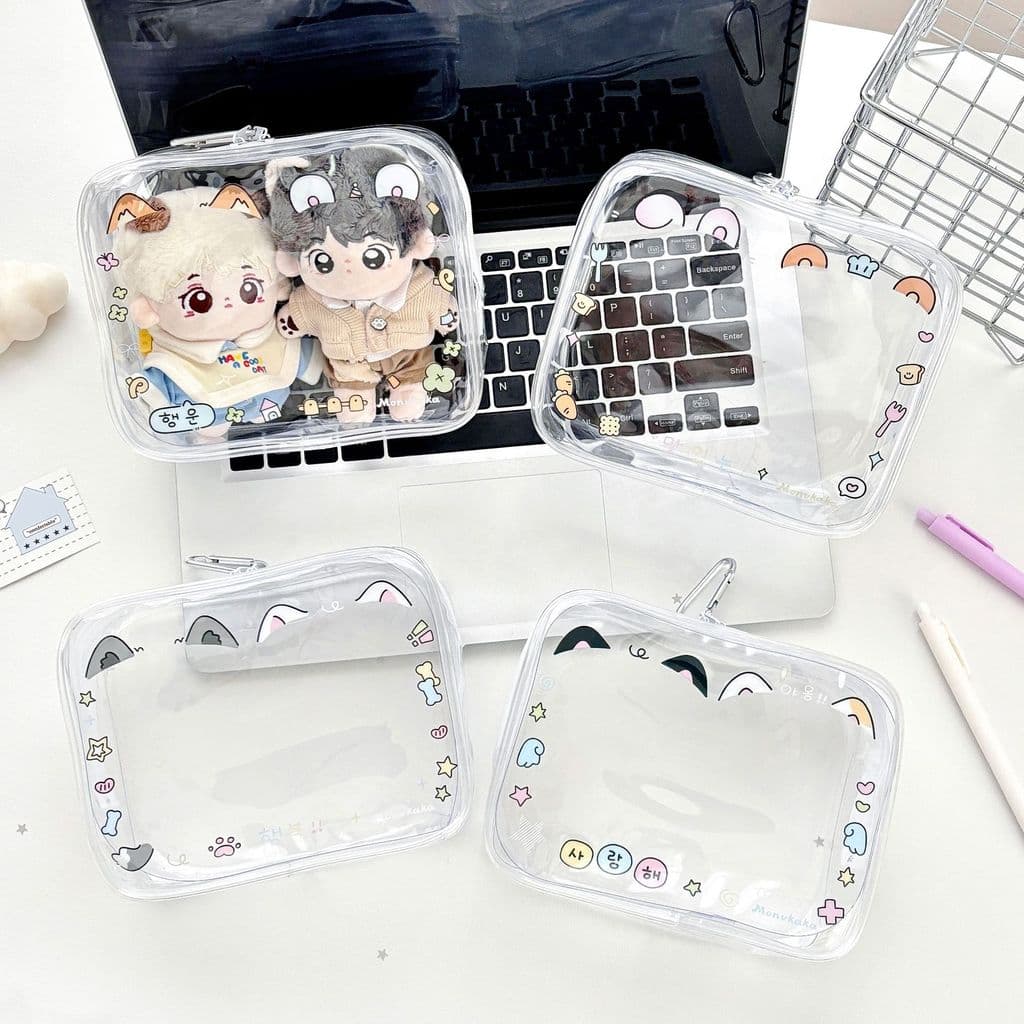 18CM Saco De Boneca De Pelúcia Animal-Impressão Fraldas Com Zíper Bolsa Portátil Armazenamento De PVC Para Itens Essenci