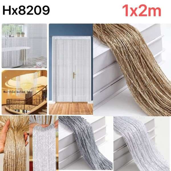 Cortinas de fios de prata coreanas De Linha De Porta  Decorativa Luxo Brilho Sala Quarto Banheiro