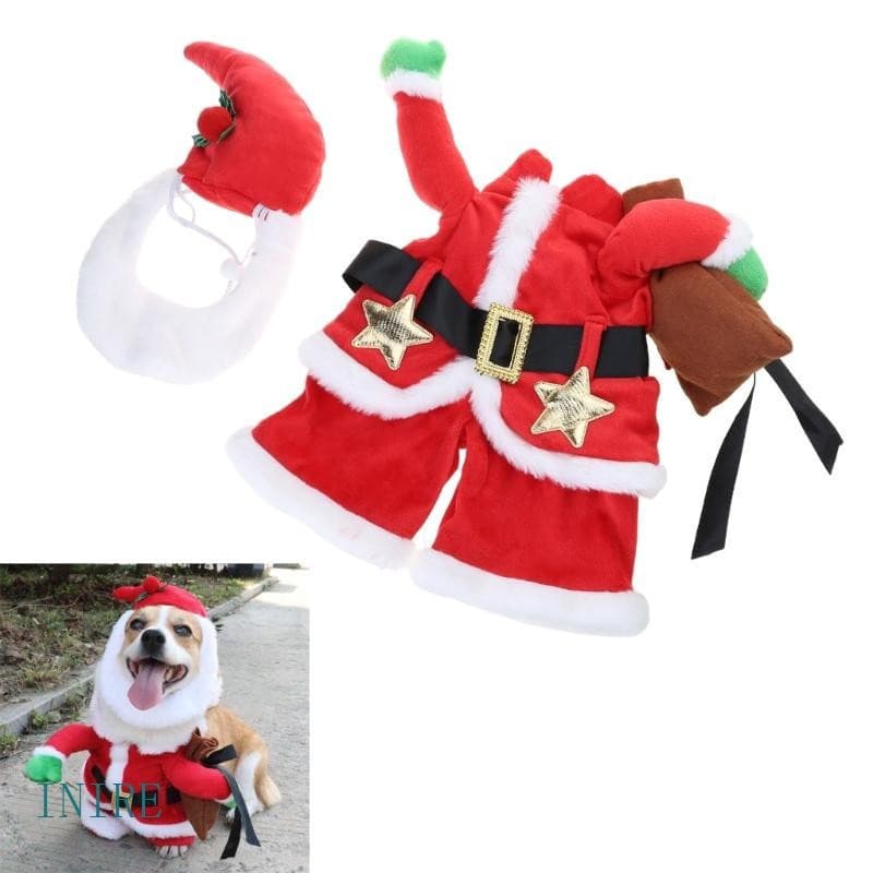 Fantasia de Papai Noel IRE para Gatos, Chapéu para Cães, Roupas de Celebração de Natal, Macacão para Animais de Estimaçã