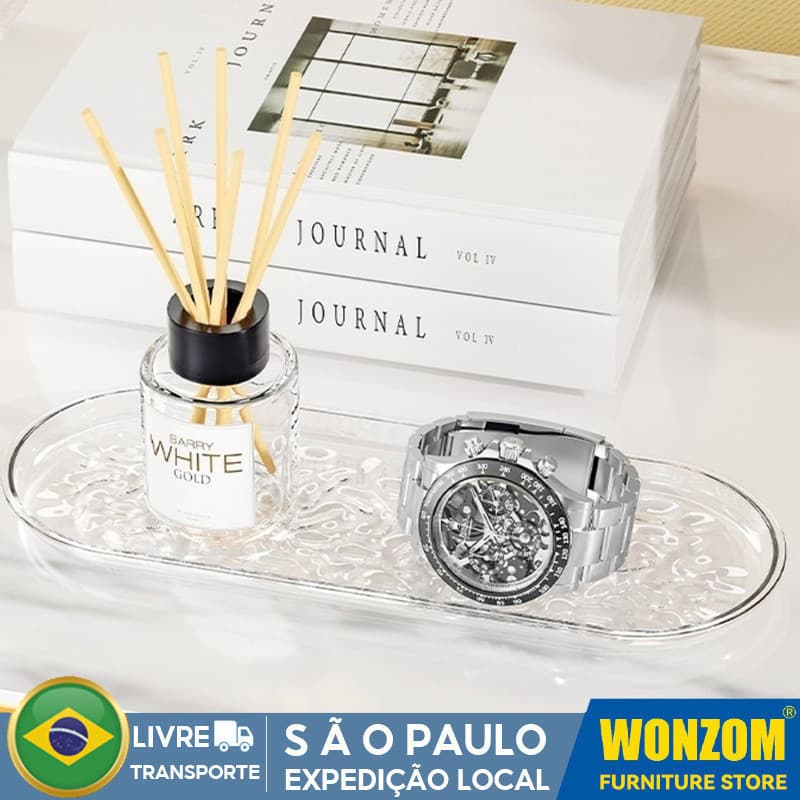 Bandeja Organizadora Média 31x11x1cm Acrílico Lavabo Café Escritório Maquiagem Cosméticos