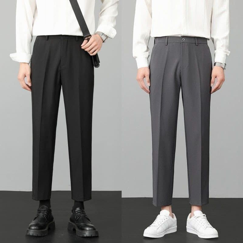 T calças masculinas primavera outono terno calças masculinas tornozelo comprimento calças de negócios Casual Formal Wear