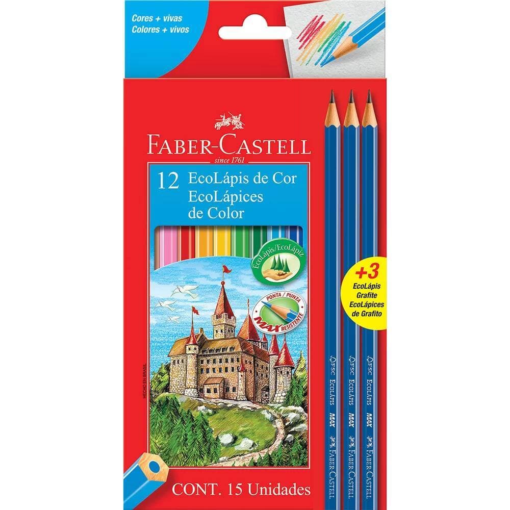 Lápis de cor 12 cores 120112+3GR Faber-Castell