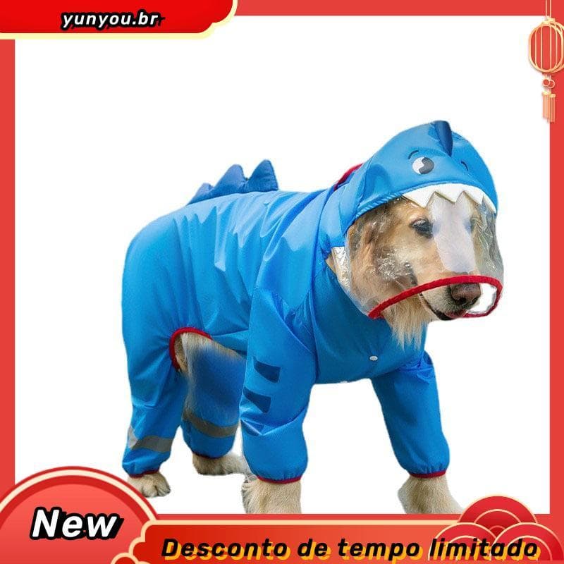 3XL-8XL Capa De Chuva Para Cães À Prova D'água Dogface Grande Casaco Jaqueta Reflexiva Ajustável De Estimação Com Capuz