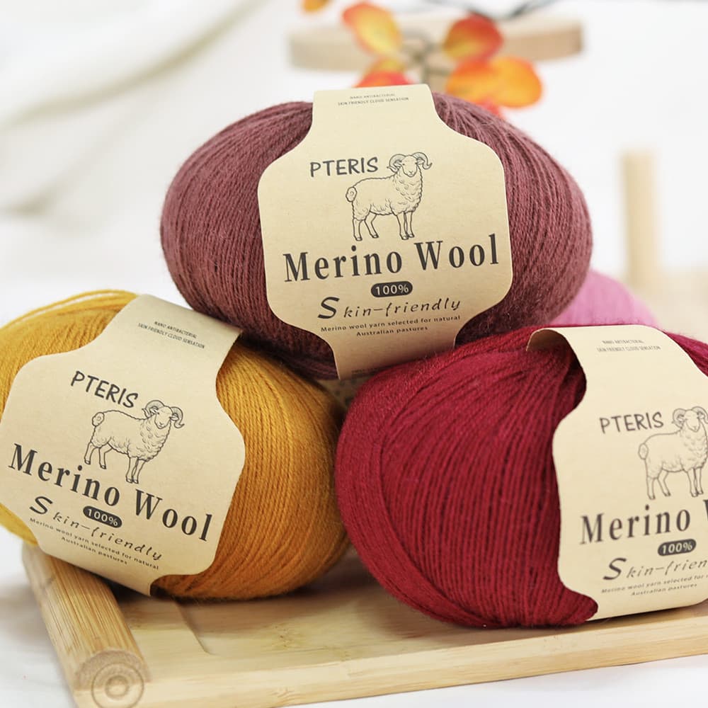 Fio de lã Merino 238 100% penteado e de fio fino para tricô manual de suéteres e cachecóis, novelo de fio de lã fina de 