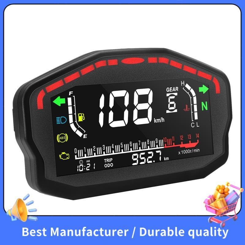 1 Conjunto De Painel Digital Para Motocicleta , Universal , LED , LCD , Velocímetro , Odômetro , Preto