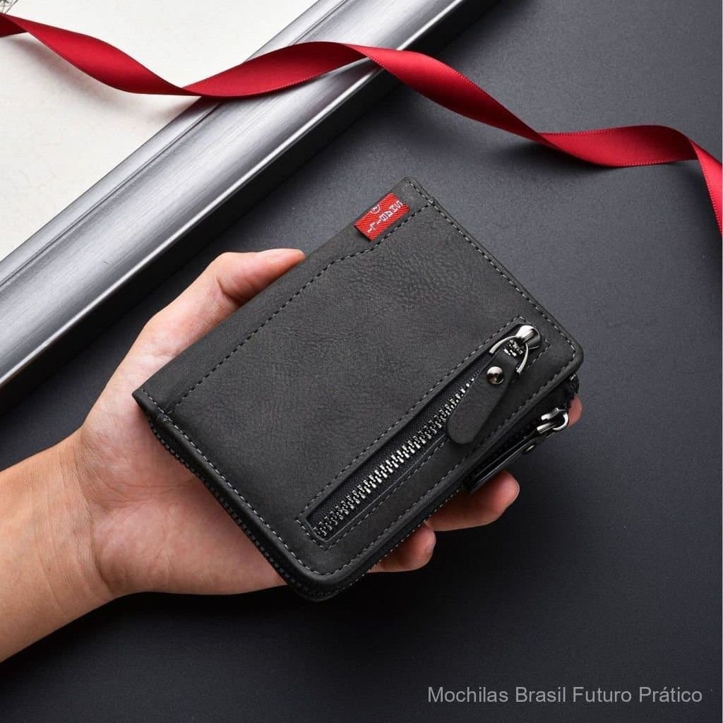 Nova carteira masculina com design exclusivo de zíper, múltiplos compartimentos para cartões, porta-cartões casual, gran