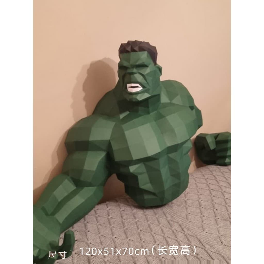 MOMO Modelo de papel tridimensional Hulk Hero Marvel Theme Series Tridimensional Decoração de parede Papel artesanal DIY