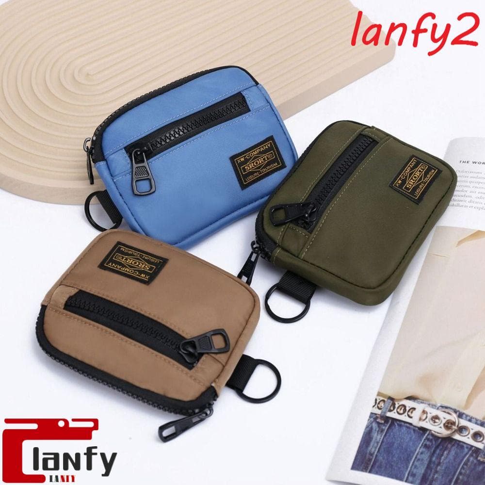 Bolsa De Moedas De Lona LANFY , Carteira Masculina De Tecido Oxford Estilo Coreano Curta Com Zíper Portátil